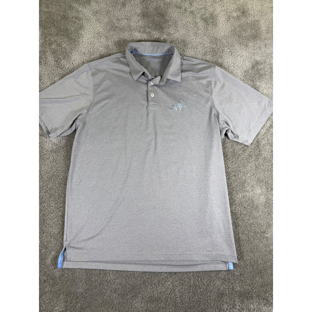 Johnnie-O Mens Gray Heather Performance Golf Polo Shirt L Short Sleeve Stretch